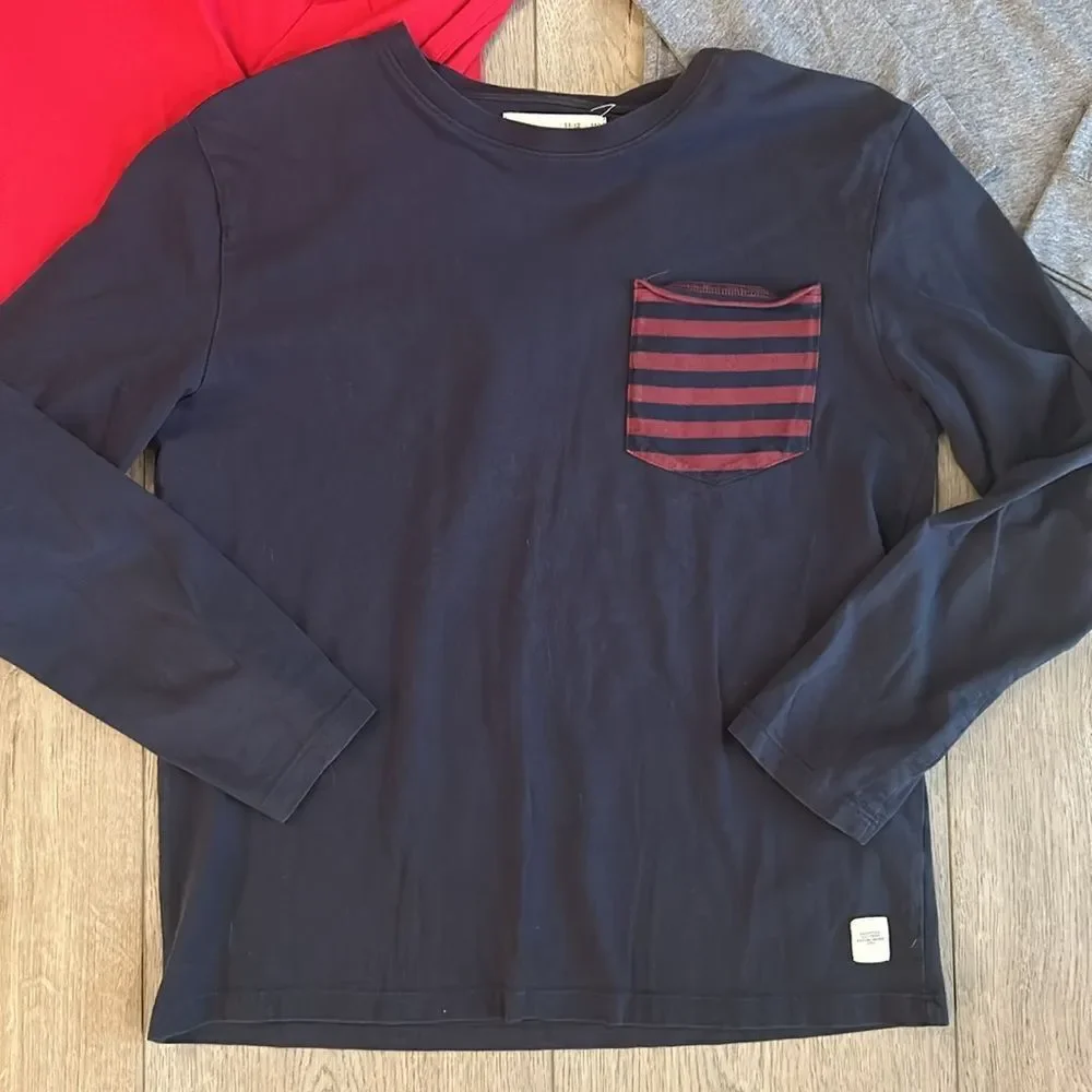 ((3 PIECE)) BOYS LONG SLEEVE TEE BUNDLE ZARA VINEYARD VINES ABERCROMBIE SIZE LG